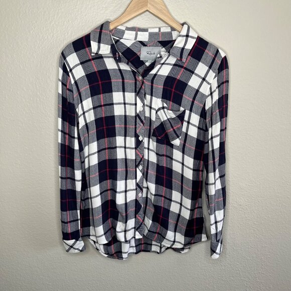 Rails Womens Hunter Plaid Blue Blue White Button Down Soft Flannel Shirt Large - Picture 2 of 12
